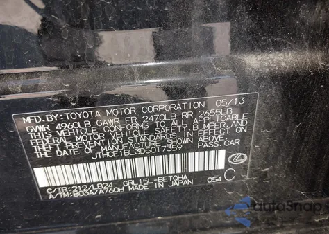 2013 Lexus Gs 350 from USA, damaged, VIN JTHCE1BL3D5017359